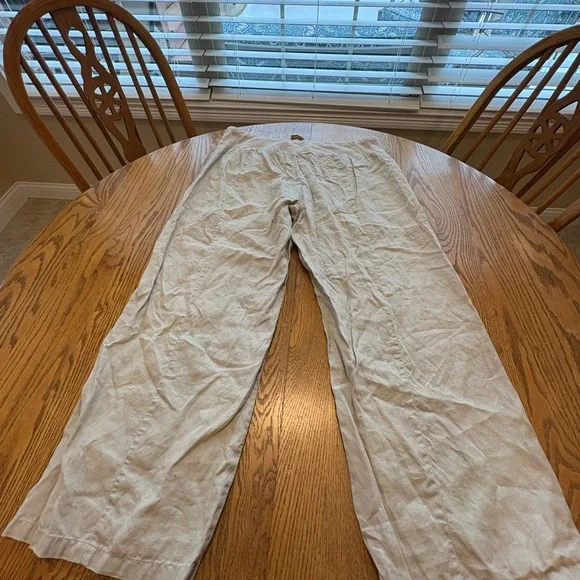 Eileen Fisher 100% Organic Linen Wide Leg Crop Pants Pull On - Picture 3 of 11